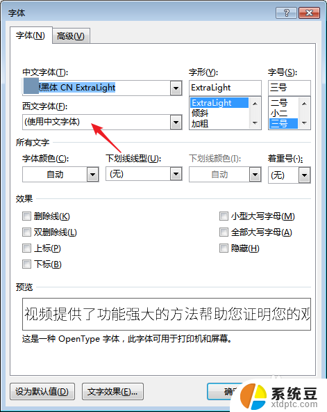 word中英文字体单独设置 Word文档中汉字和英文分别设置不同字体的教程